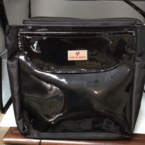 Glossy Black Patent and Nylon Bag